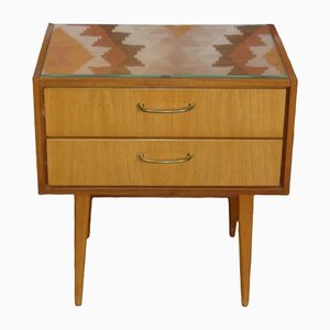 Mid-Century Nightstand with Glass Plate, 1960s