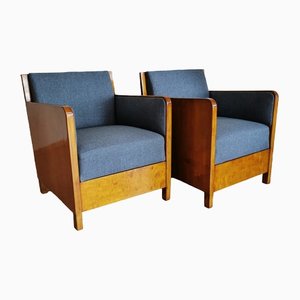 Art Deco Lounge Chairs, 1920s, Set of 2