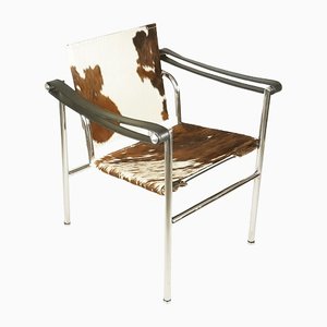 Cow Leather & Chrome Plated Metal 1960/70 LC1 Armchair from Le Corbusier