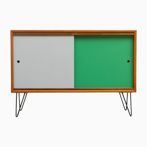 Walnut Sideboard with Colored Turning Doors, 1960s