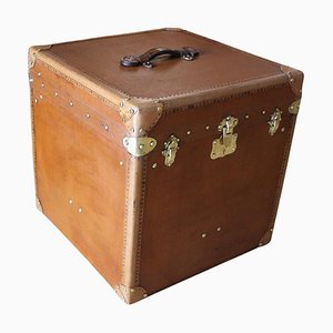 Large Brown Cube Shape Hat Trunk, 1930s
