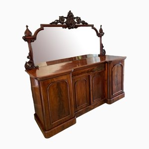 Antique Victorian Figured Mahogany with Mirror Back Sideboard