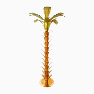 Brass Palm Floor Lamp with Murano Glass