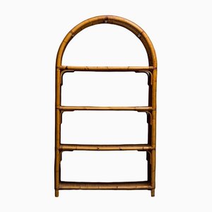 Vintage Arched Bamboo Bookcase, 1970s