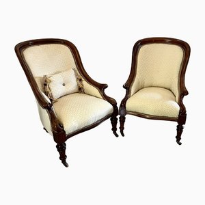 Fauteuils Victoriens Antiques en Acajou, Set de 2