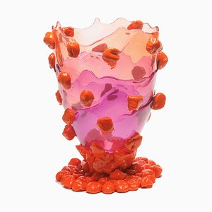 Nugget Extracolor Vase in hellem Rubinrot, Lila und Mattorange von Gaetano Pesce für Fish Design