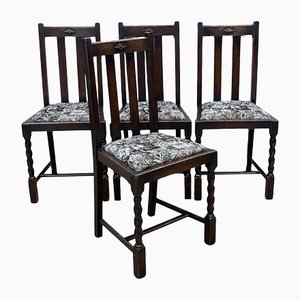 Early 20th Century English Dining Chairs in Oak, Set of 4