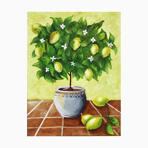 Toni, Still Life with Lemon Tree, 20th Century, Oil on Canvas, Framed