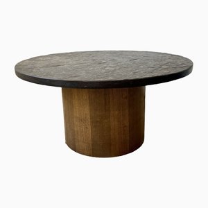 Brutalist Coffee Table with Natural Stone Top