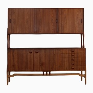 Credenza alta vintage in teak e quercia