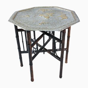 Bamboo and Brass Side Table, 1940s