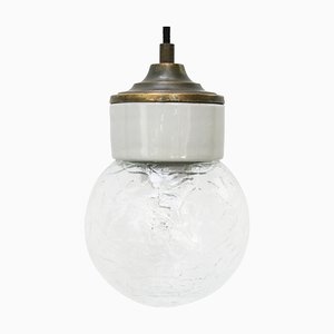Lámparas colgantes industriales vintage de porcelana blanca de vidrio transparente