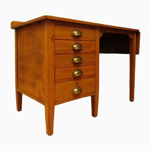 Antique George VI Military Oak Desk with Brass Cup Handles