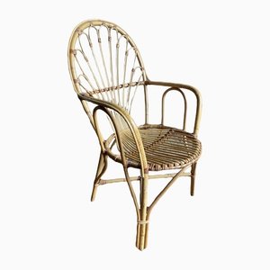 Rattan Armchairs, 1950s, Set of 6