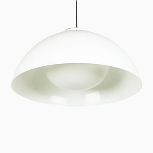Nickel Plated Brass & White Methacrylate 4005 Pendant Lamp by A. & p.g. Castiglioni for Kartell, 1960s