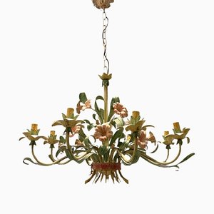 Lámpara de araña italiana con flores