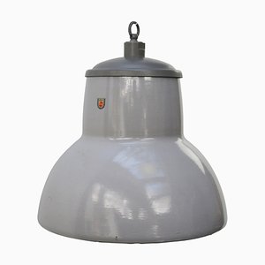 Lámpara colgante holandesa industrial esmaltada en gris de Philips