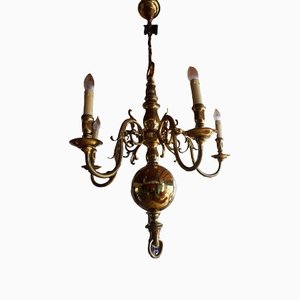 Dutch Colonial Rembrandt 5 Light Bronze Chandelier, 1870s