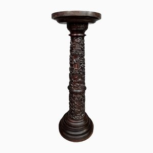 Mid 19th Century Asian Column in Exotic Wood With Brown Patina