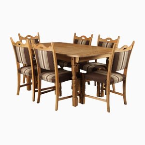 Danish Oak Dining Table and 6 Chairs, Set of 7