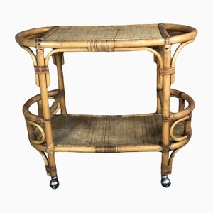 Vintage Trolley or Bar in Bamboo and Rattan, 1960s