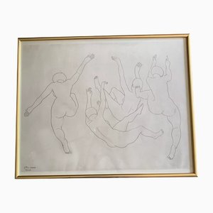Louis Moyano, Figurative Composition, 1959, Engraving