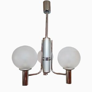 Lámpara colgante era espacial de metal cromado, años 60