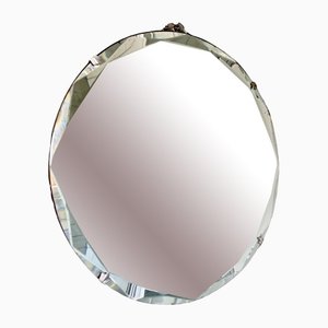 Specchio rotondo vintage con bordo smussato