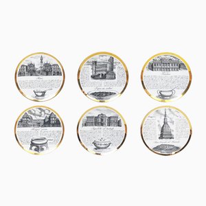Decorative Plates Torinese Specialty by P. Fornasetti for Fiat, Set of 6