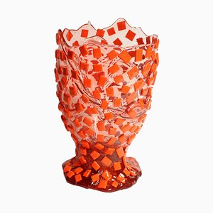 Clear Antique Pink and Matt Orange Rock Vase by Gaetano Pesce for Fish Design