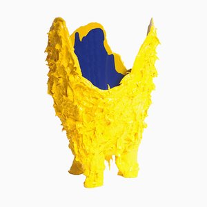Jarrón Lava en amarillo mate y azul de Gaetano Pesce para Fish Design