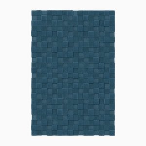 Dark Blue Square Textured Rug from Marqqa