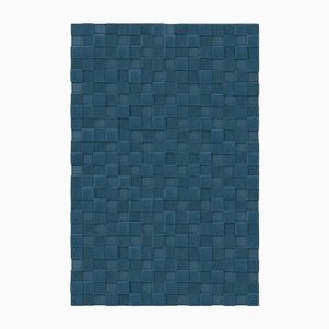 Dark Blue Square Textured Rug from Marqqa