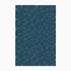 Tapis Carré Texturé Bleu Foncé de Marqqa