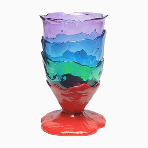Big Extracolor Clear Lilac, Aqua, Emerald, Matt Red Collina Vase by Gaetano Pesce for Fish Design