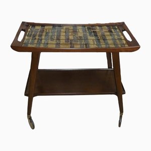 Teak Serving Cart with Decorative Tiles from Opal Möbel, 1960s