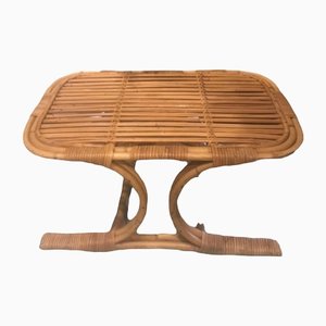 Table Basse Vintage en Osier et Bambou