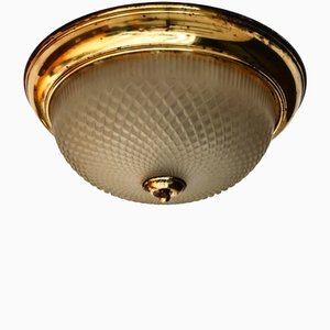 Vintage Ceiling Light in Glass and Brass