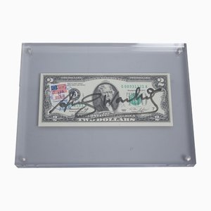 Pop Art 2 Dollarnote mit Signatur von Andy Warhol, 1976