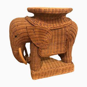 Mid-Century Elephant Coffee Table in Rattan and Wicker