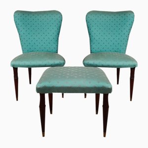 Vintage Chairs and Stool, 1950s, Set of 3