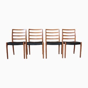 Vintage 60s j.l. Moller Mod 85 4 X Dining Rooms 60s Mid-Cera Dining Chairs by Niels Otto (N. O.) Møller for j.l. Møllers, Set of 4