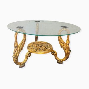 Hollywood Regency Table with Golden Swan