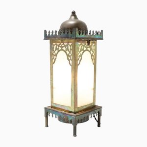 Art Nouveau Patinated Brass Arts & Craft Table Lamp, 1900s