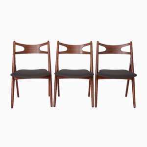 Vintage Danish CH29 Chairs by Hans Wegner for Carl Hansen & Søn, 1950s, Set of 3