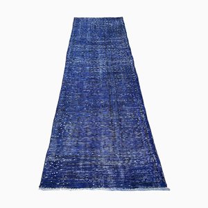Vintage Turkish Blue Wool Distressed Rug