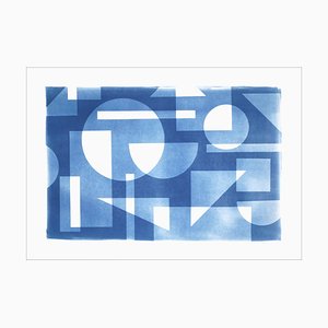 Kind of Cyan, Bauhaus Style Blue Geometry, 2022, Cyanotype