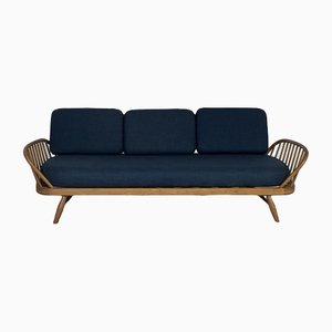 Vintage Blonde and Blue Ercol Studio Couch by Lucian Ercolani