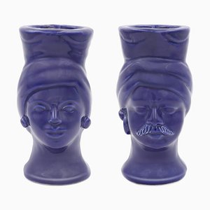 Griffin & Mata Blue Pantelleria from Crita Ceramiche, Set of 2