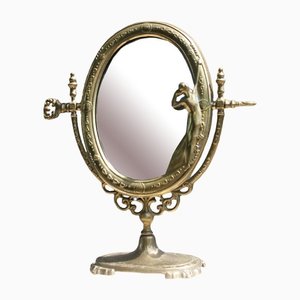 Specchio da tavolo ovale Art Nouveau in ottone, Italia